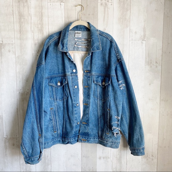 ❌SOLD❌ [Vintage] Oversized Distressed Denim Jacket - Picture 2 of 11